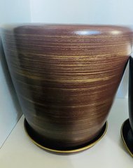 Горшок керамический Грация глянец №1 шоколад-золото 10л Ориана-Запорожкерамика