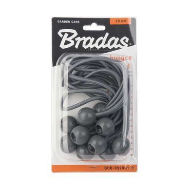Петля еластична гумова з кулькою 20см х 10шт. BUNGEE CORD BALL, BCB-0520GY-B
