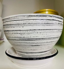 Горшок керамический Бонсайница глянец бело-черная 1,5л Ориана-Запожкерамика