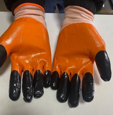 Рукавички робочі чоловічі з подвійною обливою Tomik 513 оранжеві