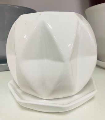 Горшок керамический Сфера глянец 1,5л белый Славянская керамика